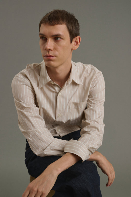 Chemise Glenn - Noisette/Écru - Coton - Homme