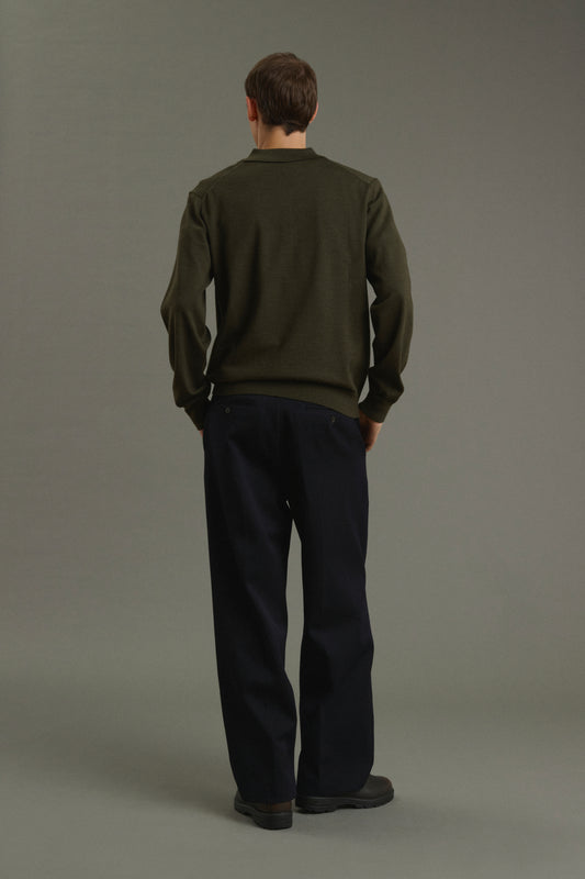 Pull Etienne - Kaki Chiné - Laine Mérinos - Homme
