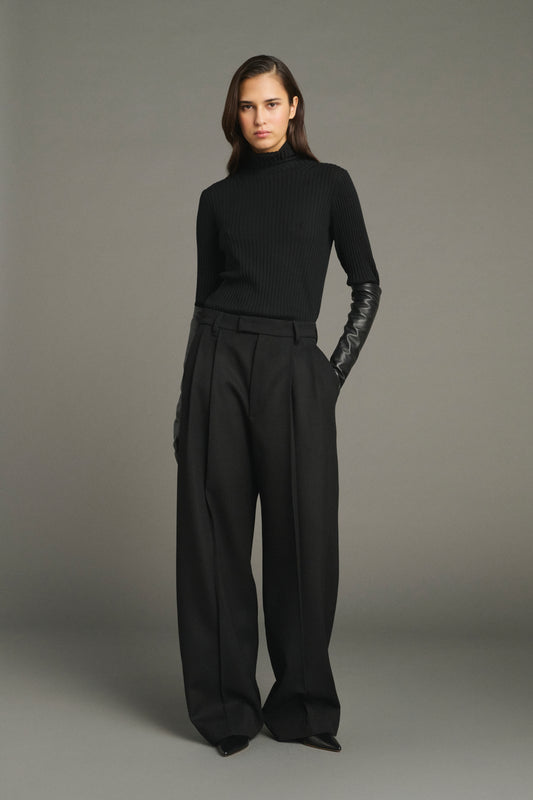 Pull Filao - Noir - Laine Mérinos - Femme