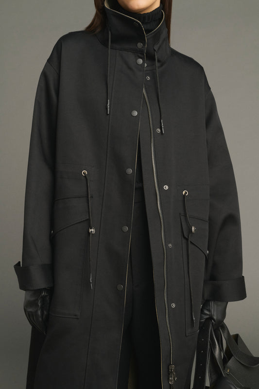 Cappotto Luce - Nero/Beige - Cotone - Donna