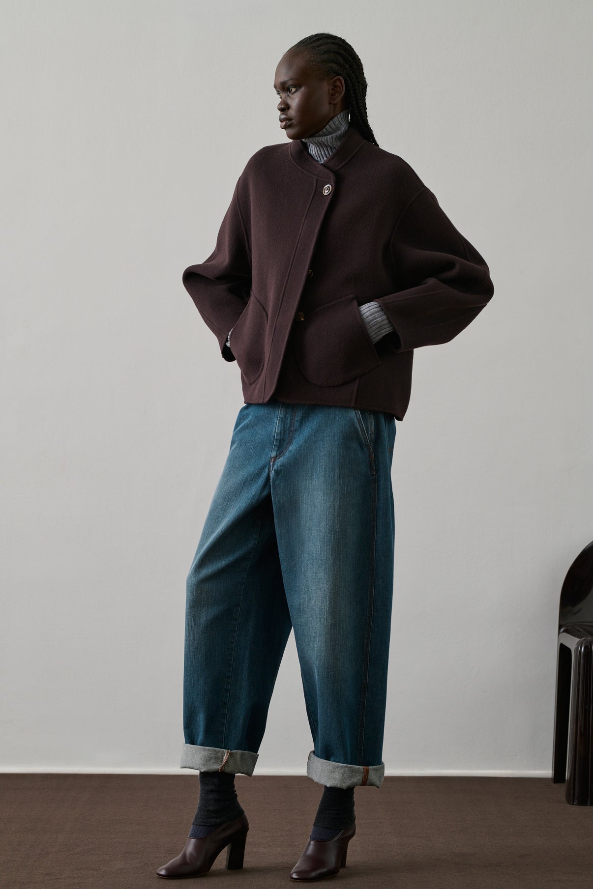 Manteau Windsor - Aubergine - Laine - Femme vue 1