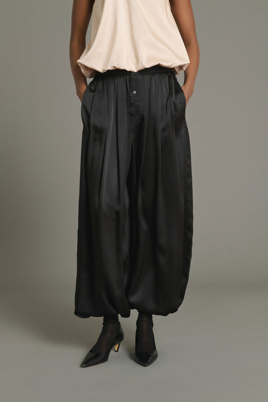 Pantaloni Leopold - Nero - Seta - Donna