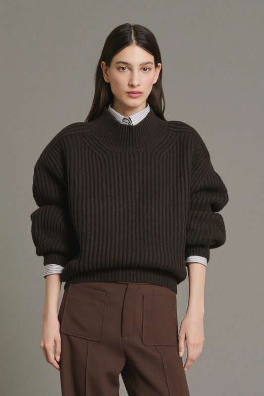 Pull Flamand - Chocolat - Laine Mérinos - Femme