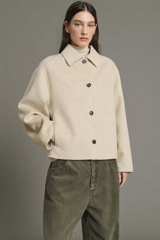 Cappotto Gyoda - Écru/Grigio - Lana - Donna