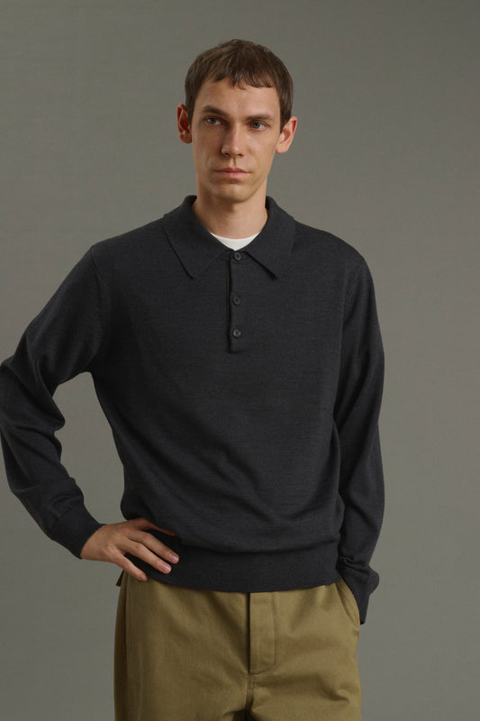 Pull Etienne - Gris Anthracite - Laine Mérinos - Homme