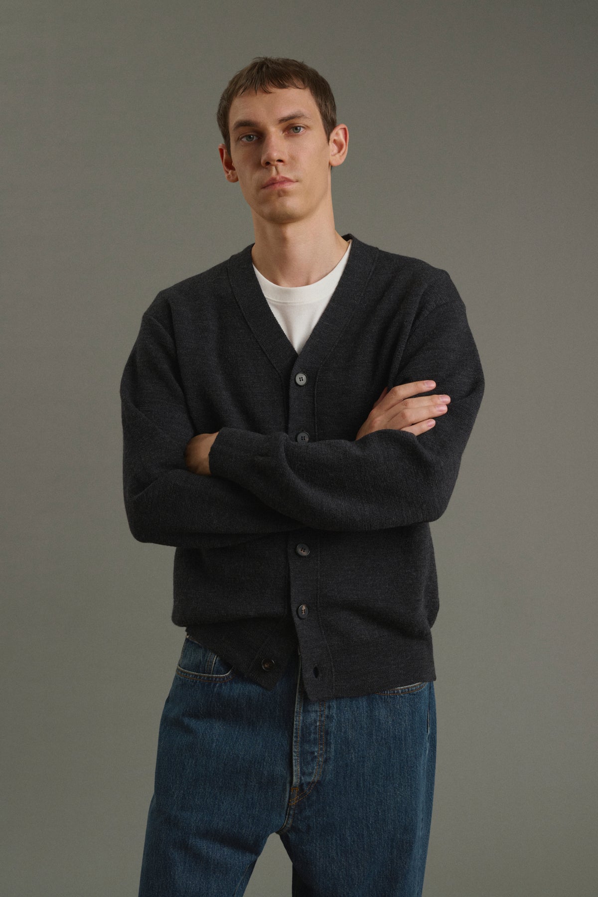 Cardigan Romeo - Grigio antracite - Lana - Uomo