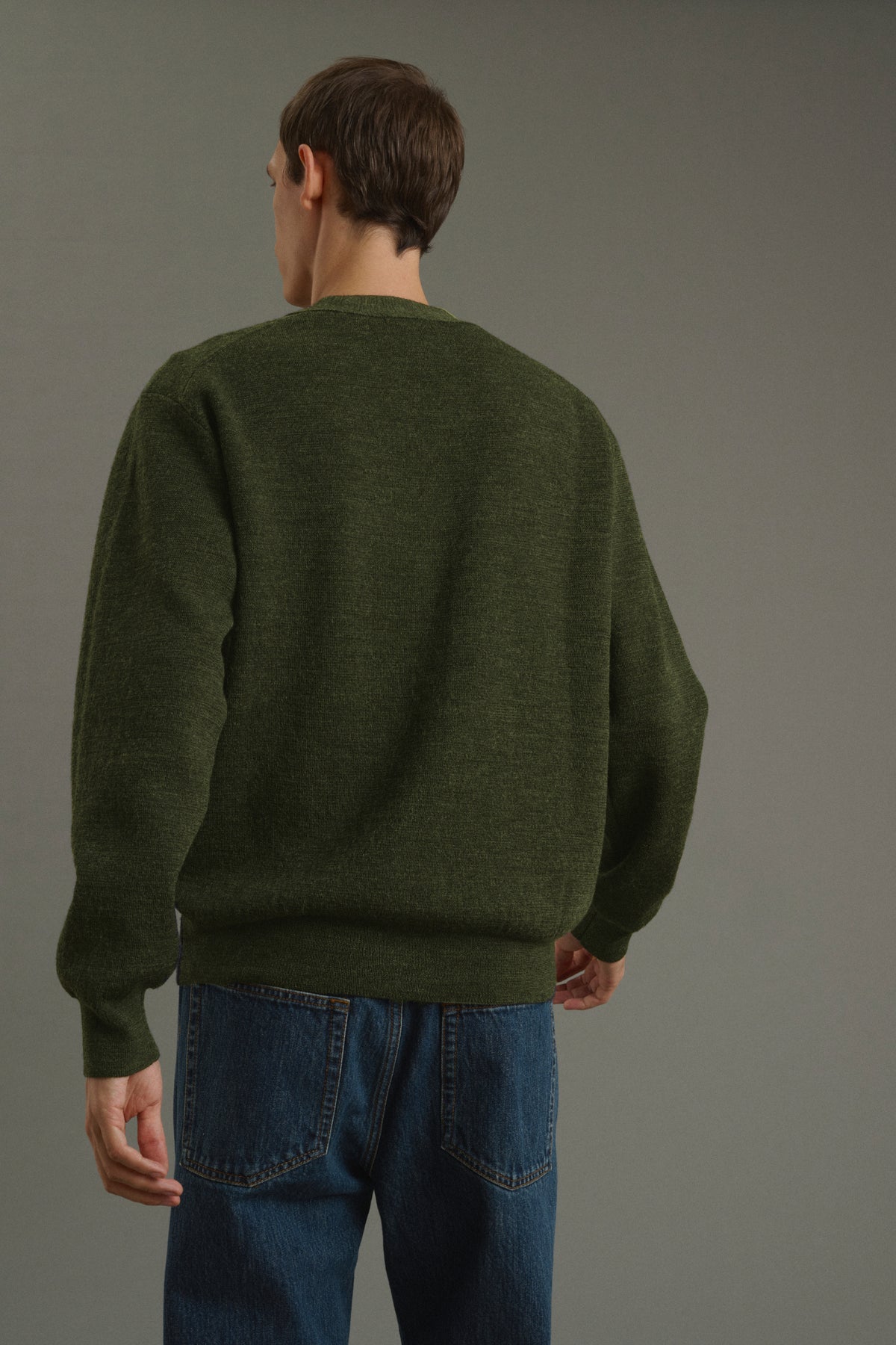 Cardigan Romeo - Kaki scuro - Lana - Uomo vue 3