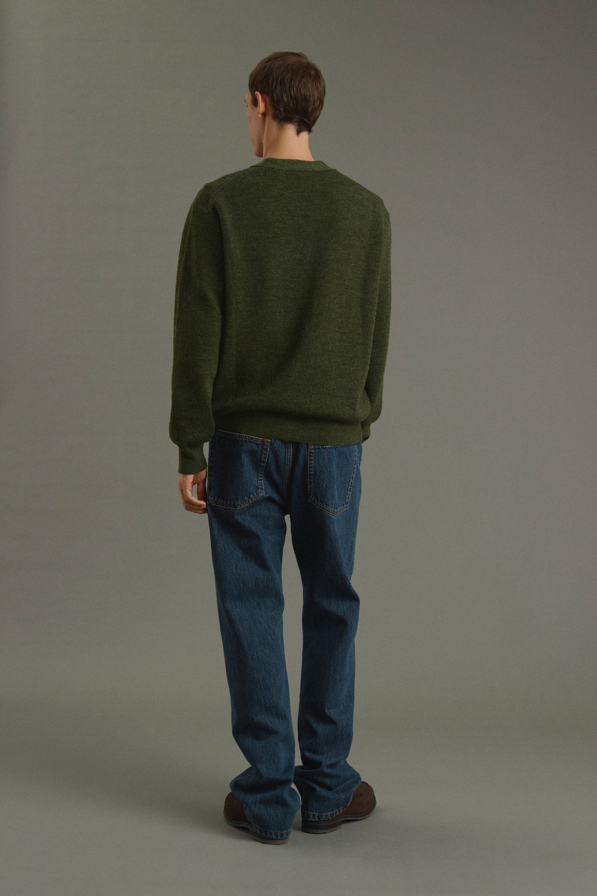 Cardigan Romeo - Kaki scuro - Lana - Uomo