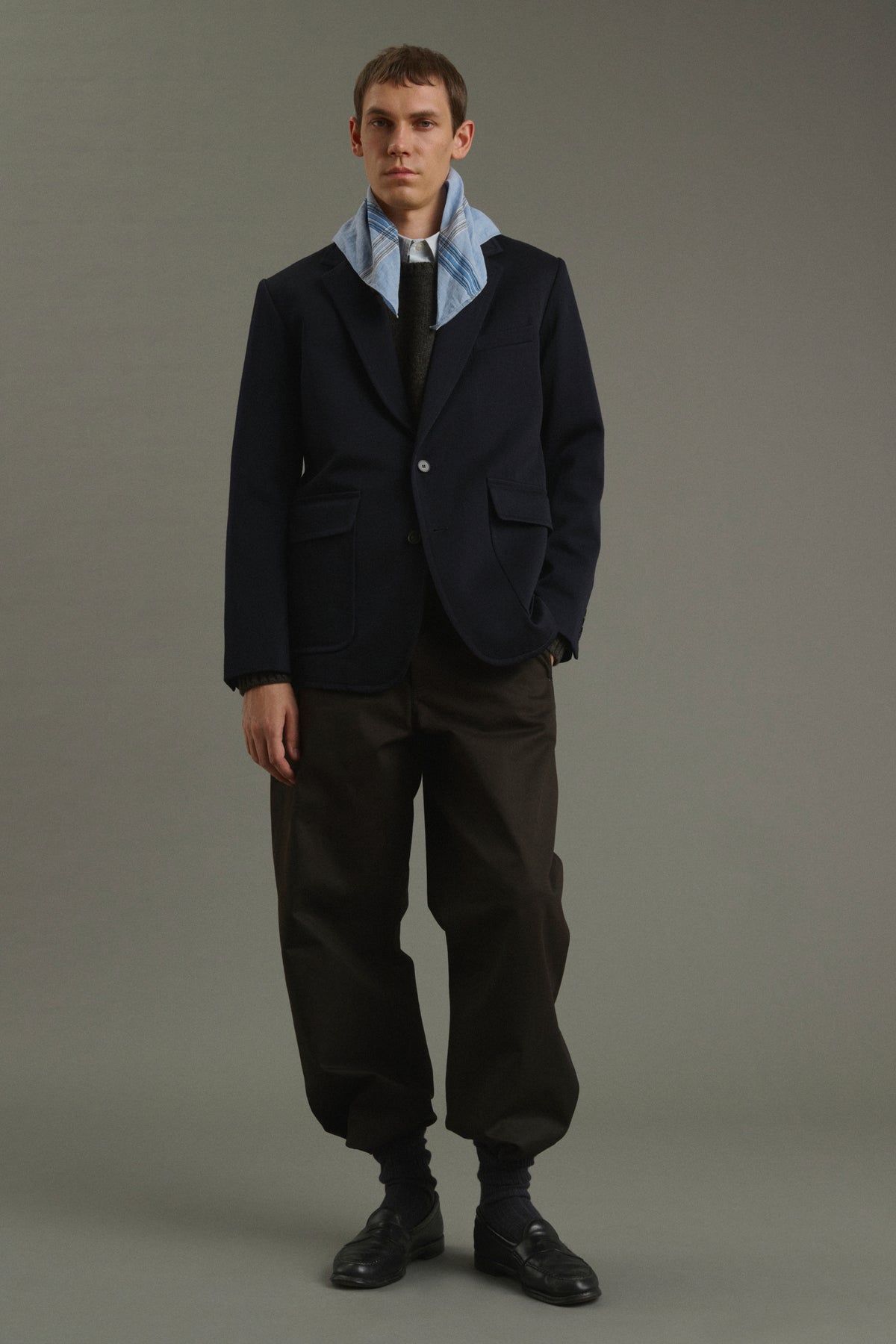 Sciarpa Paulin - Azzurro cielo/Nero - Cotone - Uomo