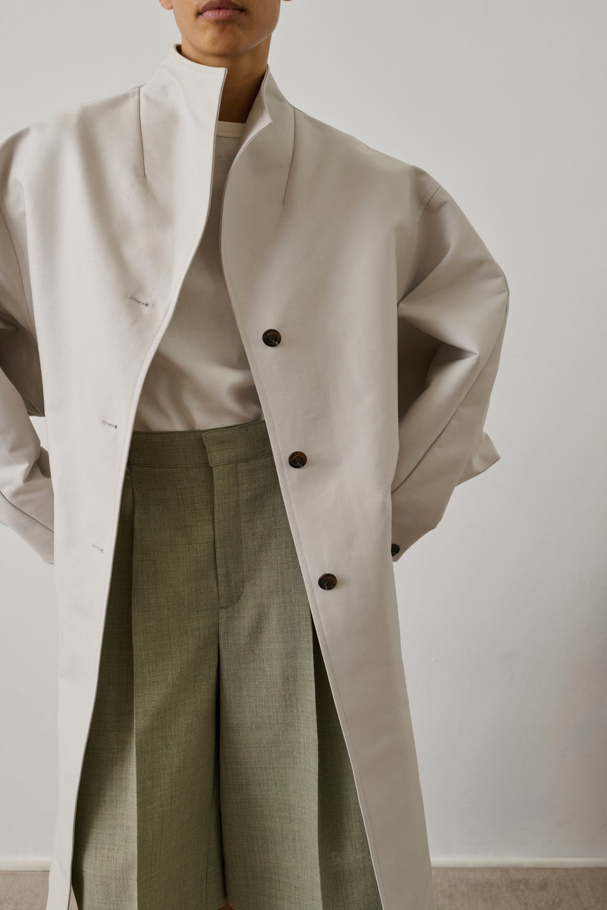 Cappotto Hyacinthe - Grigio Chiaro Cotone Bio Donna - Soeur vue 3