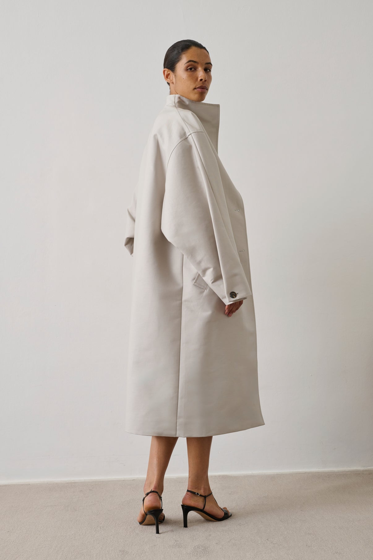 Cappotto Hyacinthe - Grigio Chiaro Cotone Bio Donna - Soeur vue 2