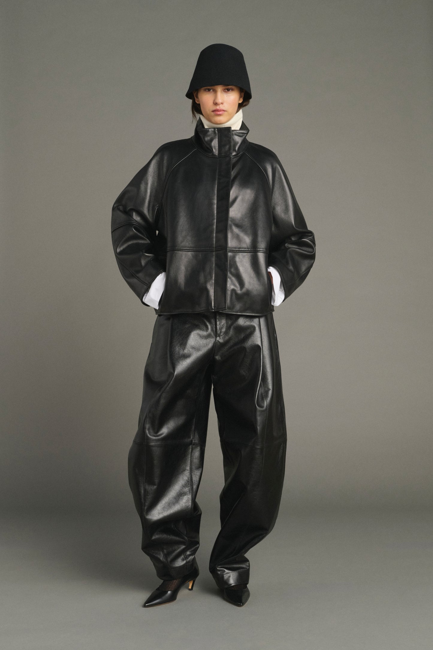 Veste Gamma - Noir Cuir Oversize Femme - Soeur