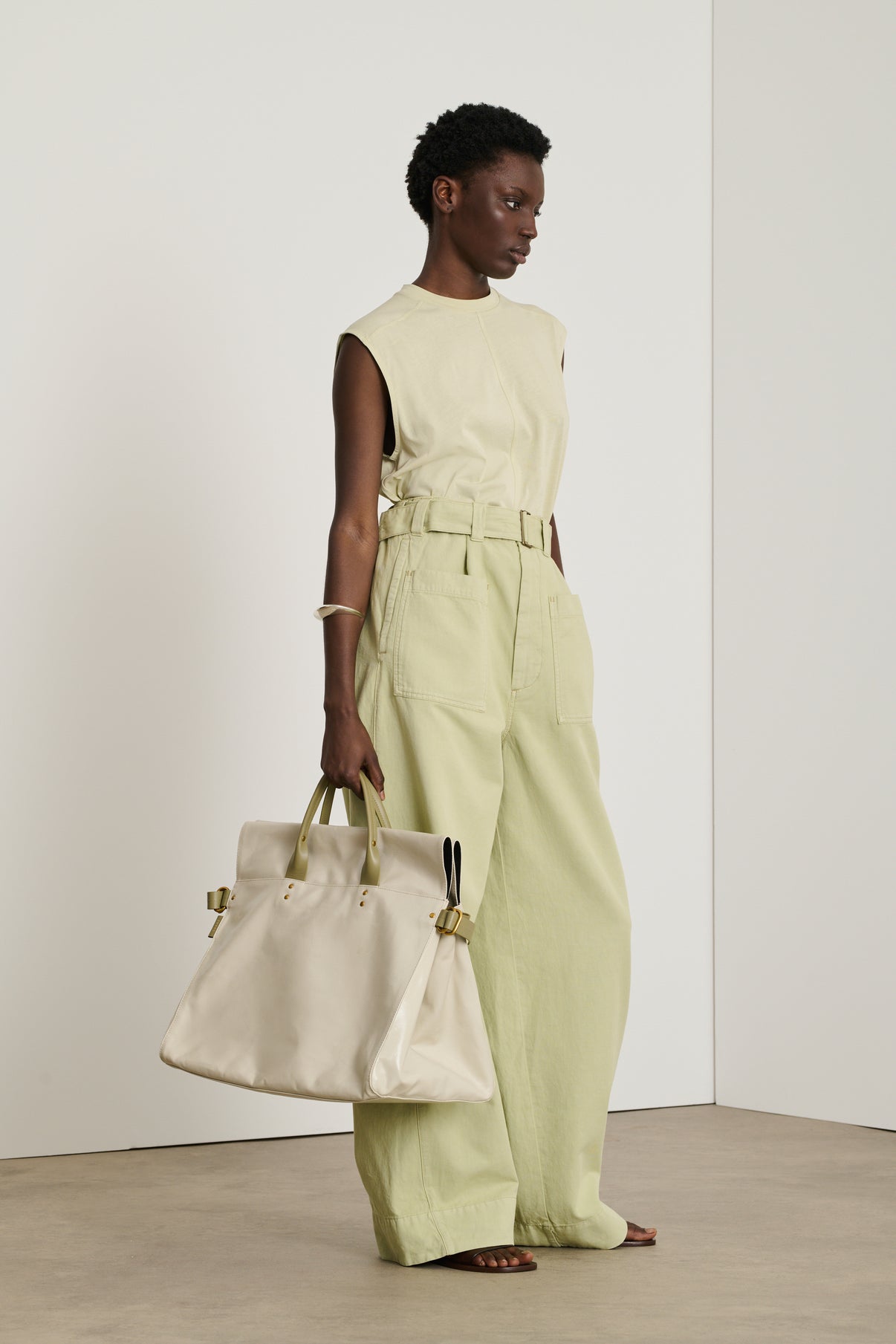 Cabas Britain - Grès/Sauge - Cuir - Femme vue 3