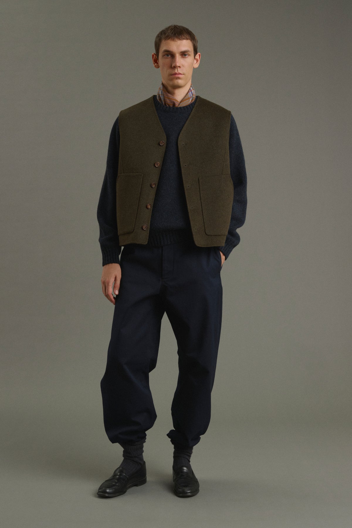 Veste Romain - Kaki Chiné - Double Face - Homme vue 1