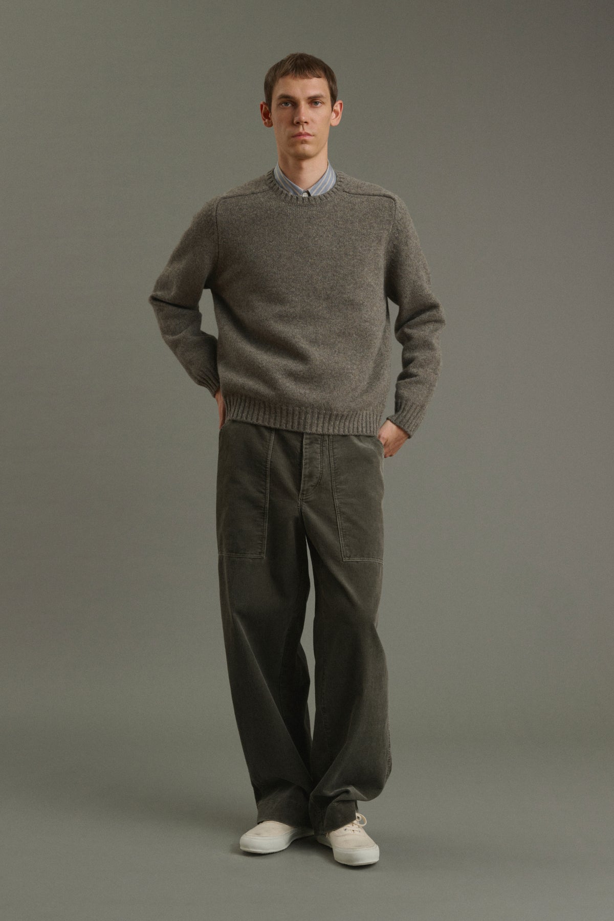 Maglione Isamu - Verde grigiastro - Lana - Uomo