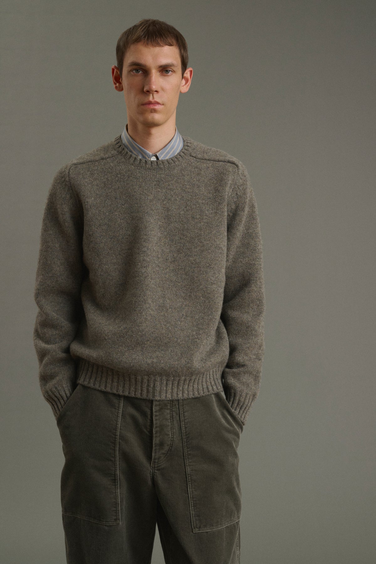 Maglione Isamu - Verde grigiastro - Lana - Uomo vue 1