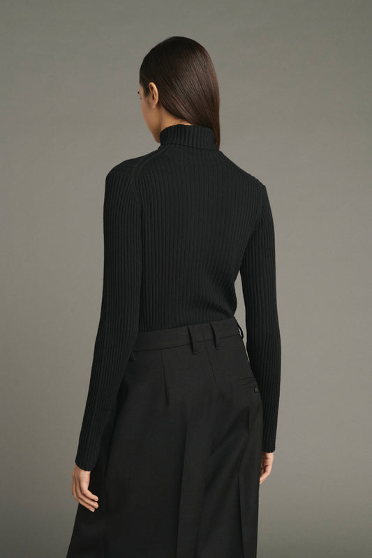 Pull Filao - Noir - Laine Mérinos - Femme