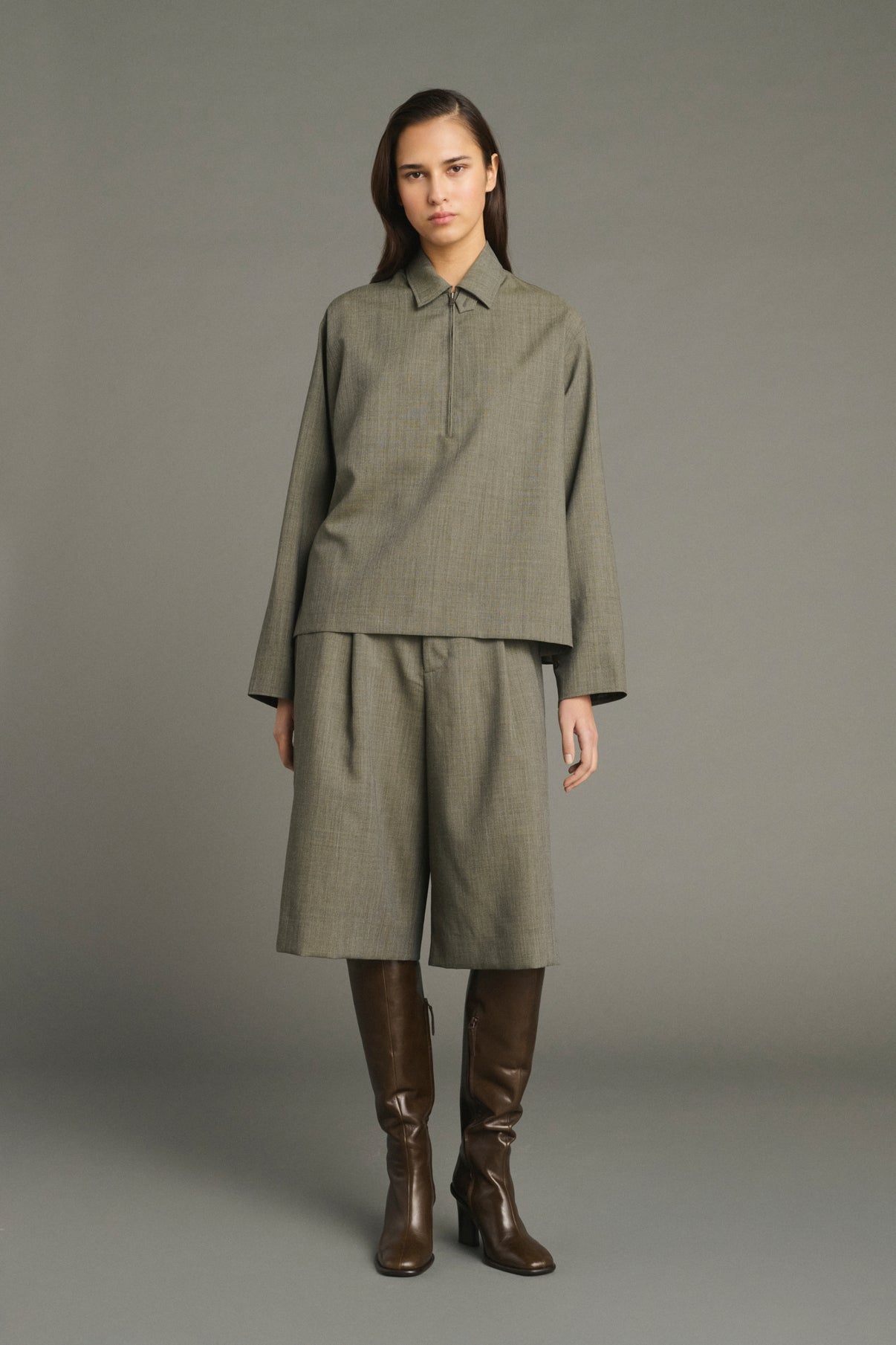 Bermuda Louison - Verde de Gris - Lana - Donna vue 1