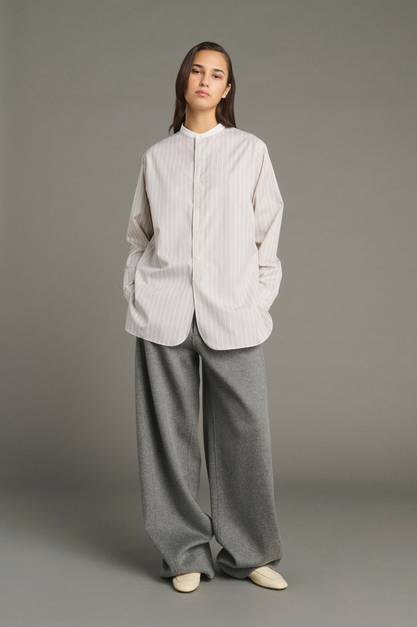 Camicia Lucile - Nocciola/Écru - Cotone - Donna