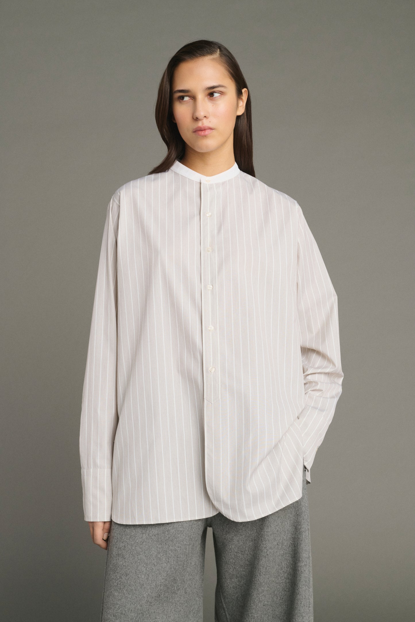 Camicia Lucile - Nocciola/Écru - Cotone - Donna