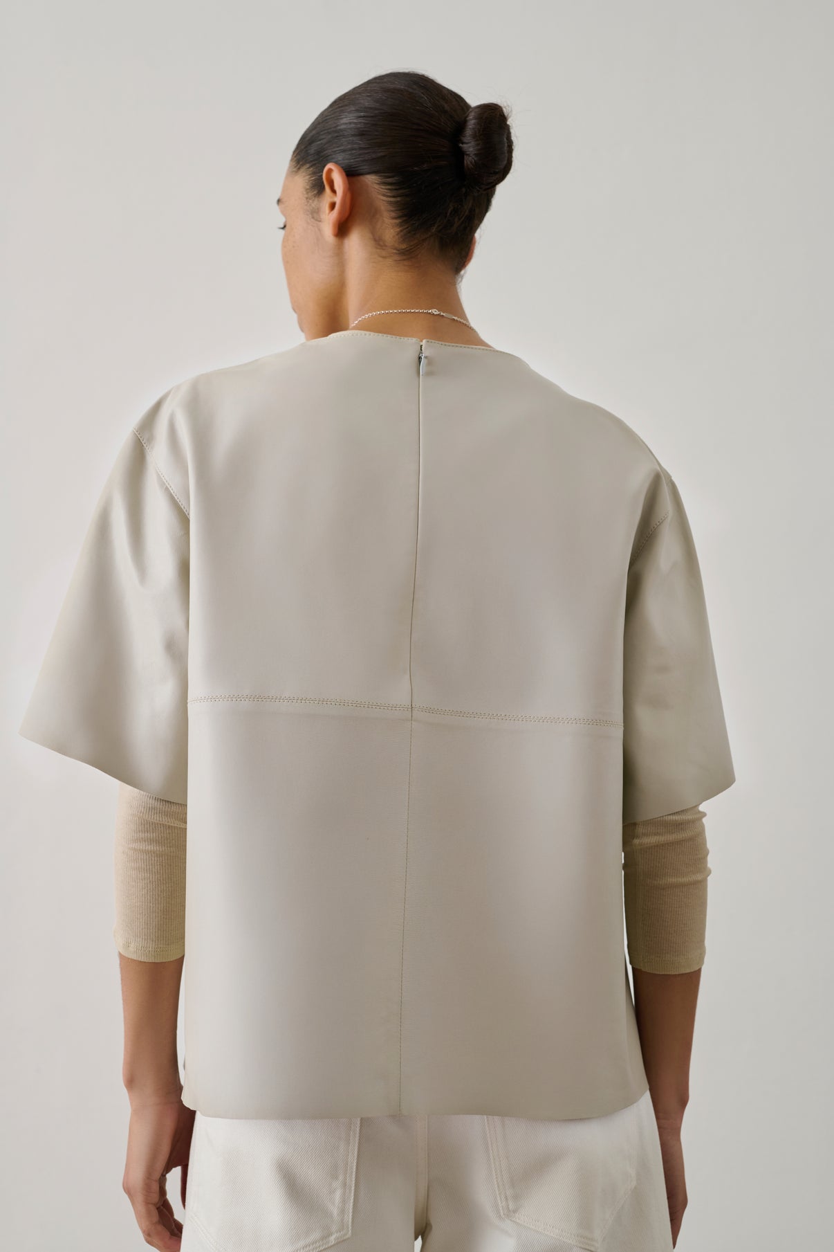 Blouse Frieda - Mastic - Cuir - Femme vue 4