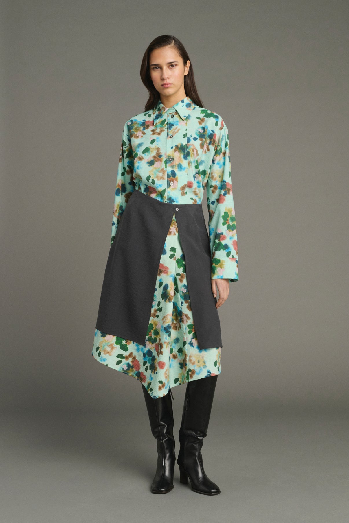 Joy skirt - Turquoise - Silk - Women vue 3