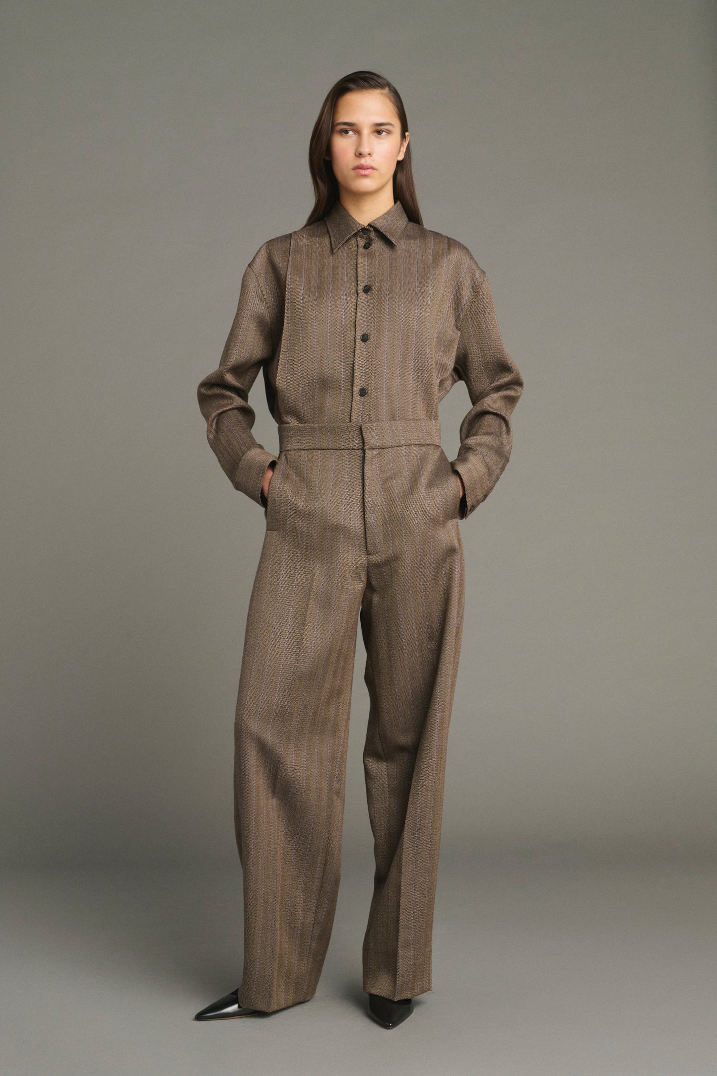 Camicia Lisbonne - Marrone/Malva - Lana - Donna