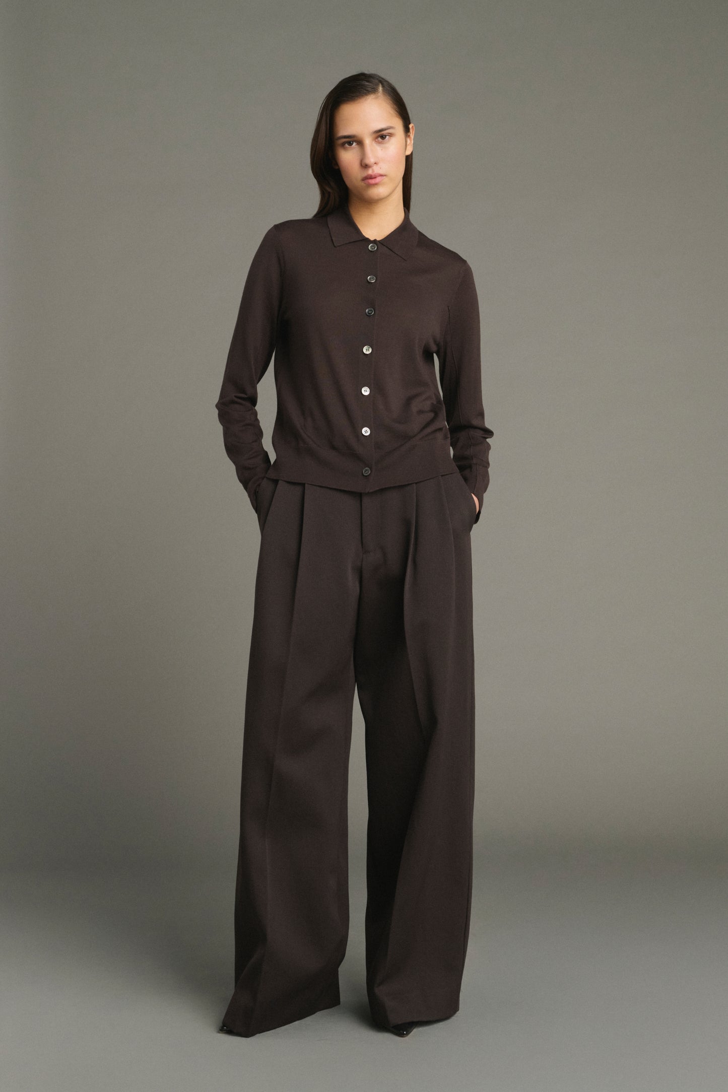 Cardigan Hailey - Cioccolato - Lana merinos - Donna