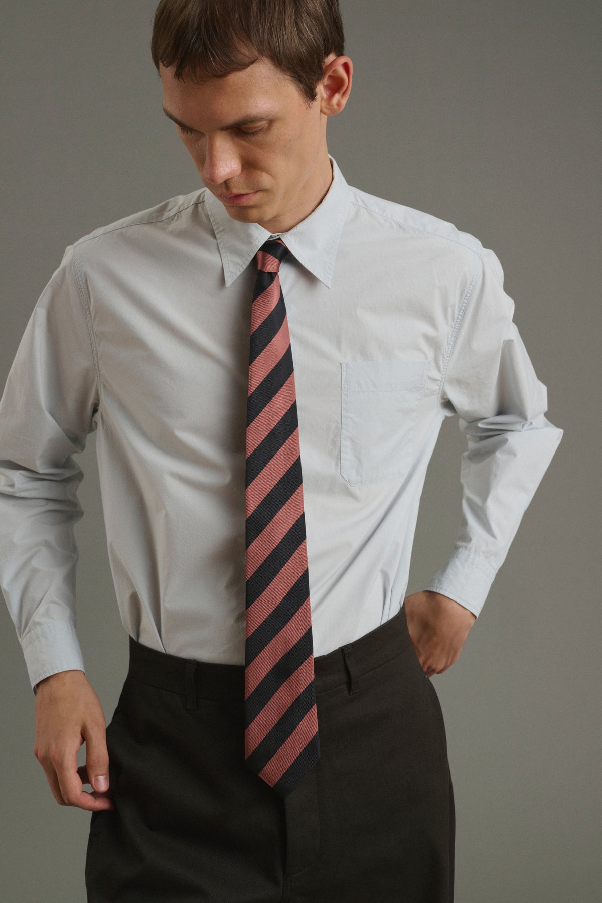Cravate Luigi - Noir/Rose - Soie - Homme