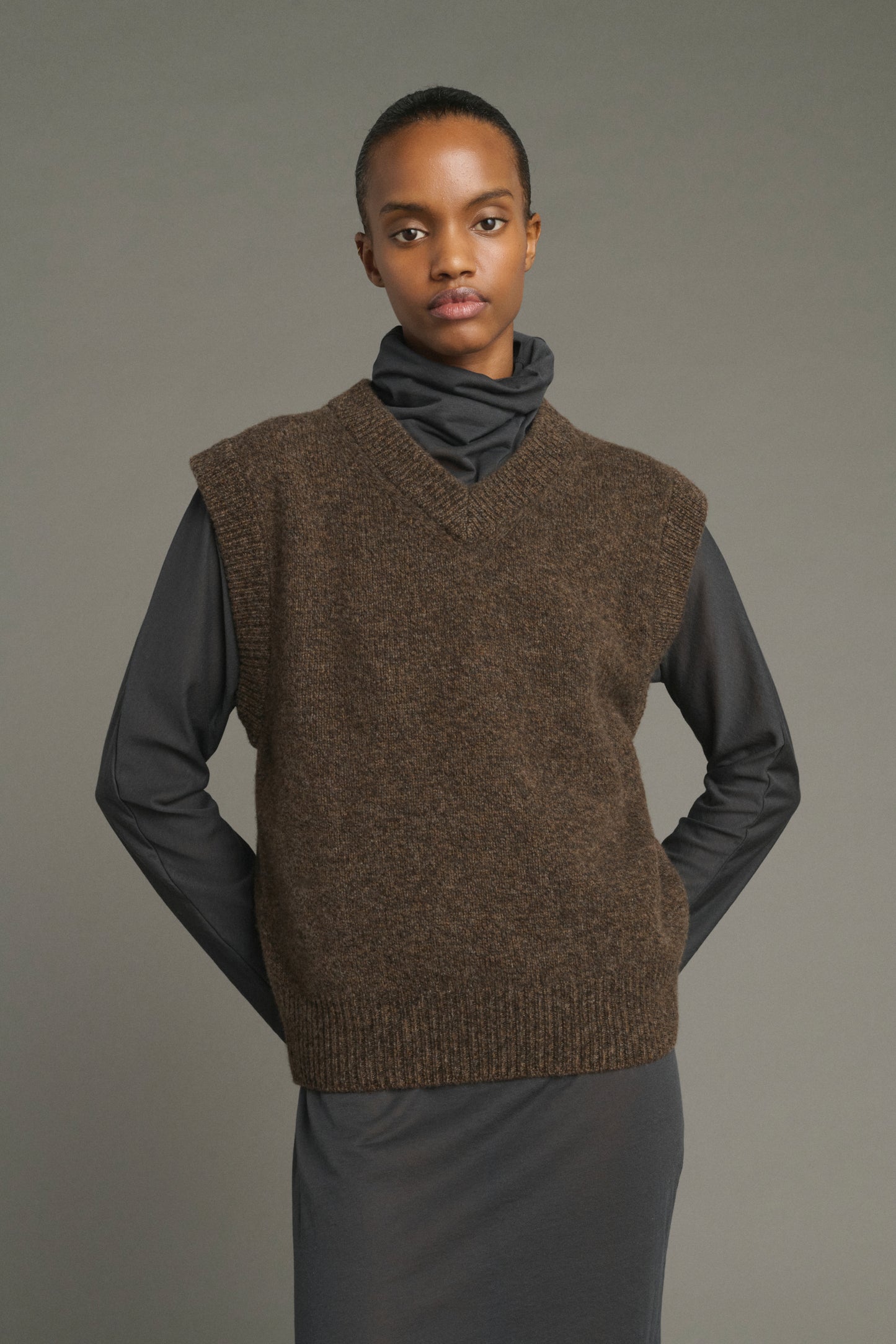 Maglione Karl - Marrone Chiné - Lana Merino - Donna