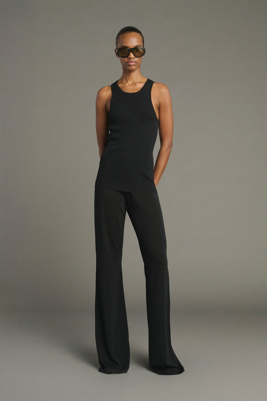 Pantaloni Kyle - Neri in lana e seta, a zampa, da donna - Soeur