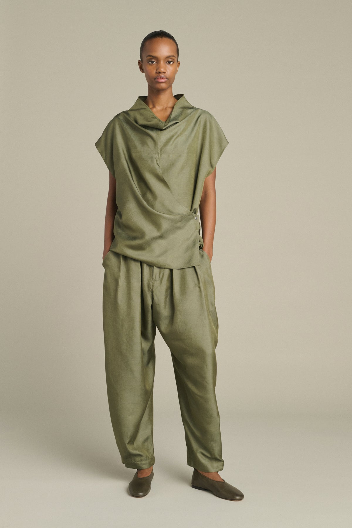 Ballerine Bala - Kaki Scuro Cuir Grainé Donna - Soeur vue 3