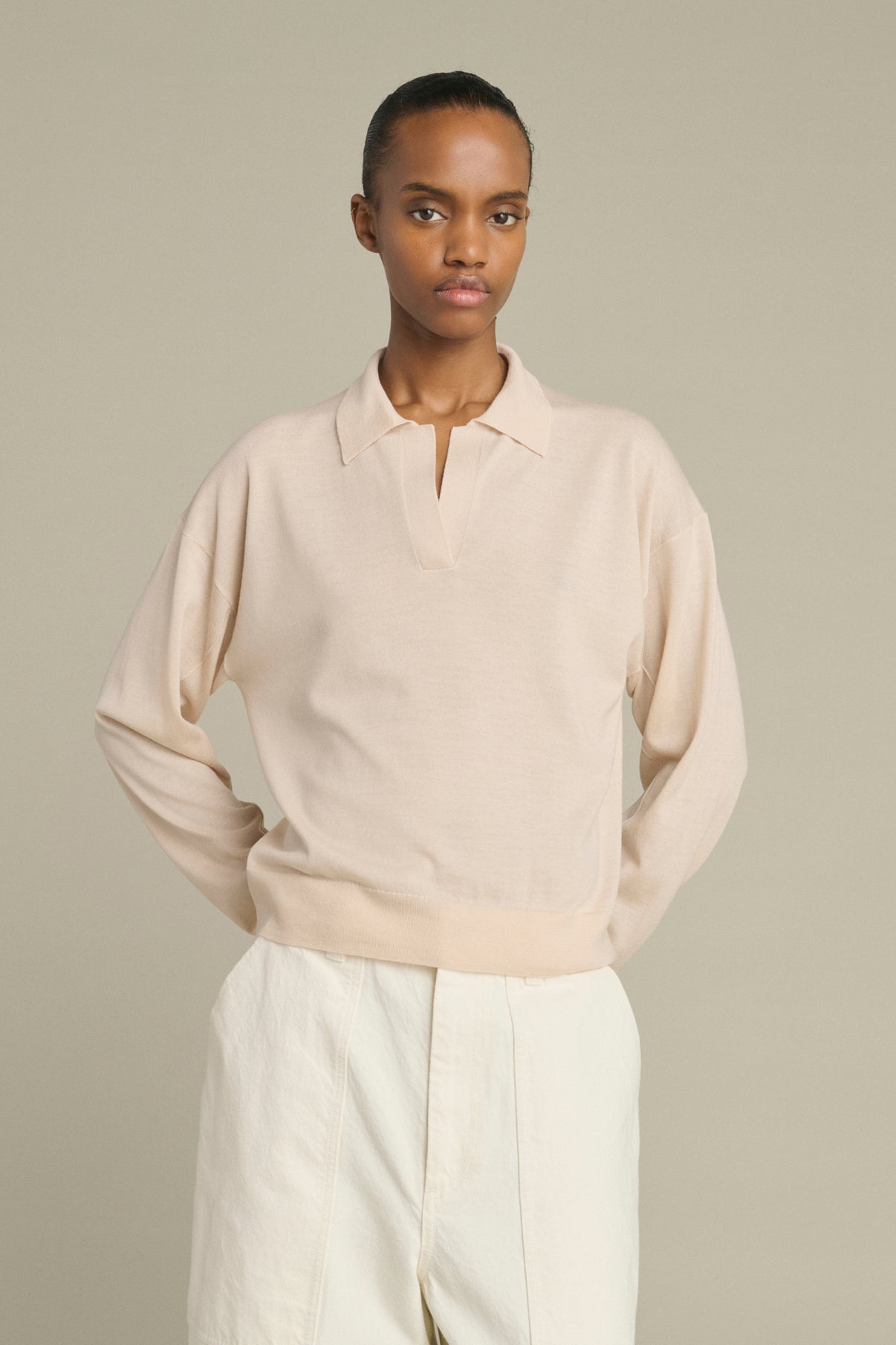 Maglione Fleming - Rosa cipria - Lana merinos - Donna vue 3