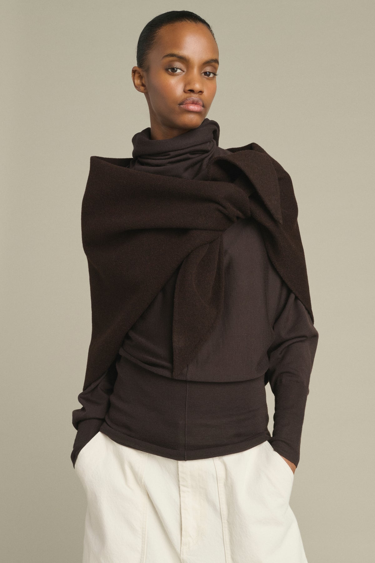 Cape Jamelia - Marrone Scuro - Lana - Donna vue 2
