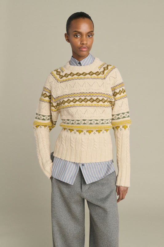 Pull Luis - Multico Beige - Laine Mérinos - Femme