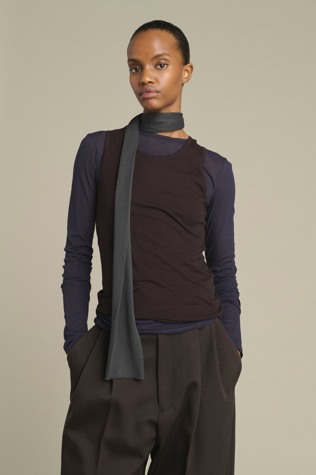 Écharpe Kola - Gris Anthracite Jersey de Coton - Soeur vue 2