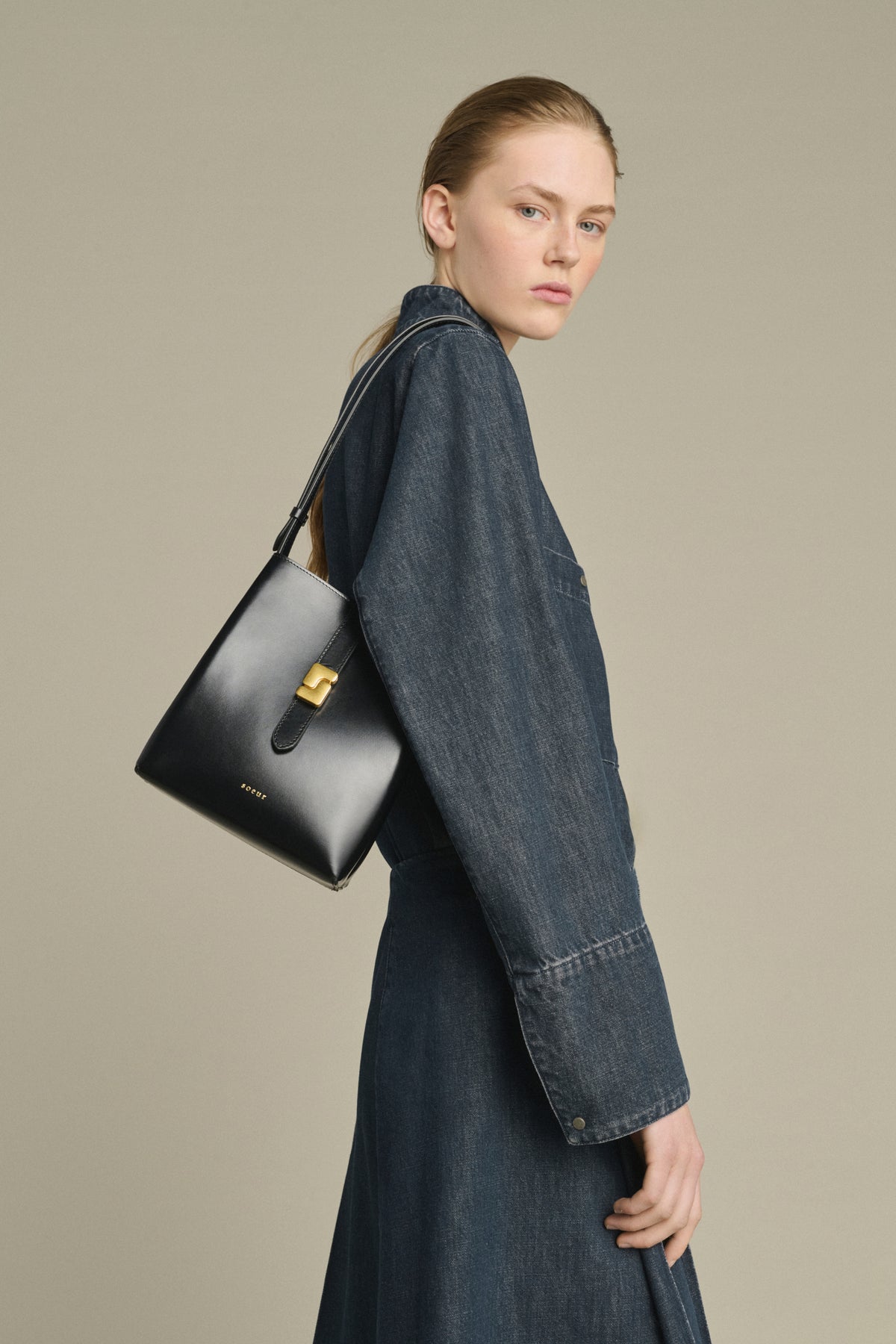 Sac Bello Mini - Noir Cuir Box Seau - Soeur vue 2