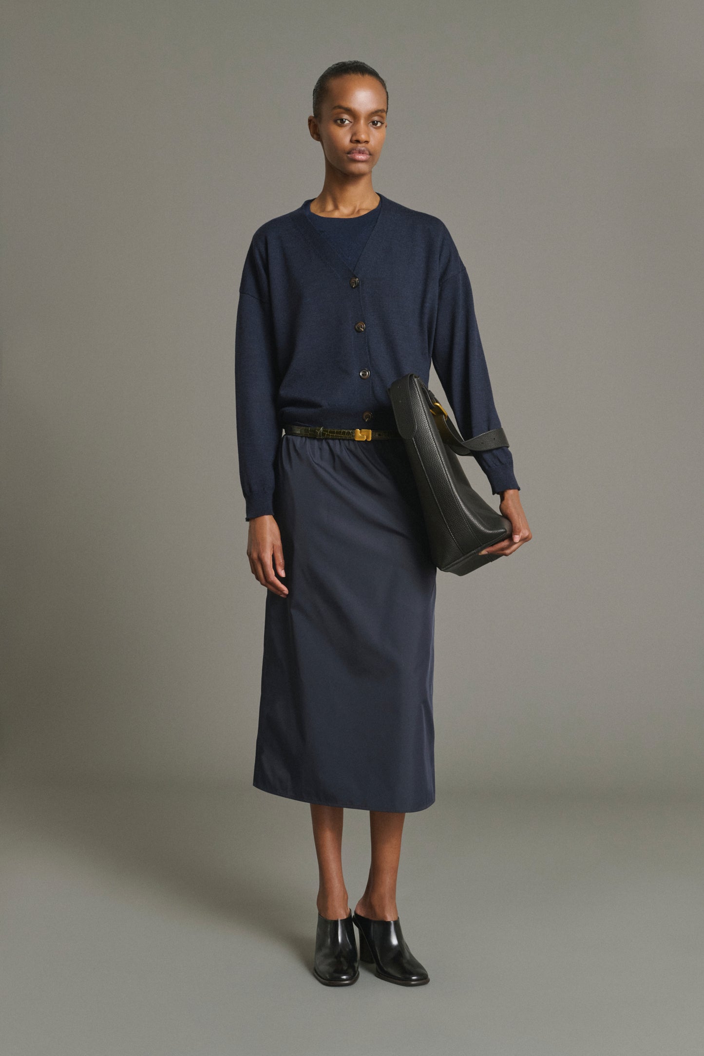 Cardigan Idem - Navy lana merinos donna - Soeur