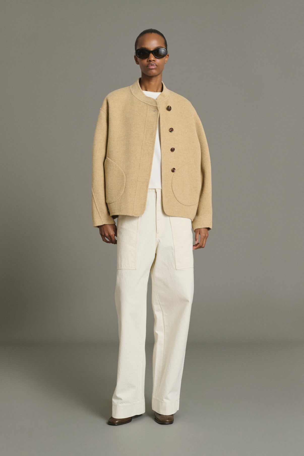 Cappotto Windsor - Beige Melange Lana Corto Donna - Soeur vue 6