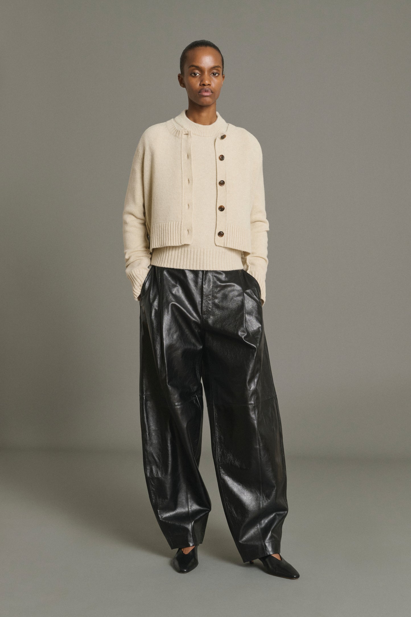 Cardigan Virginia - Écru Chiné - Lana Merinos - Donna