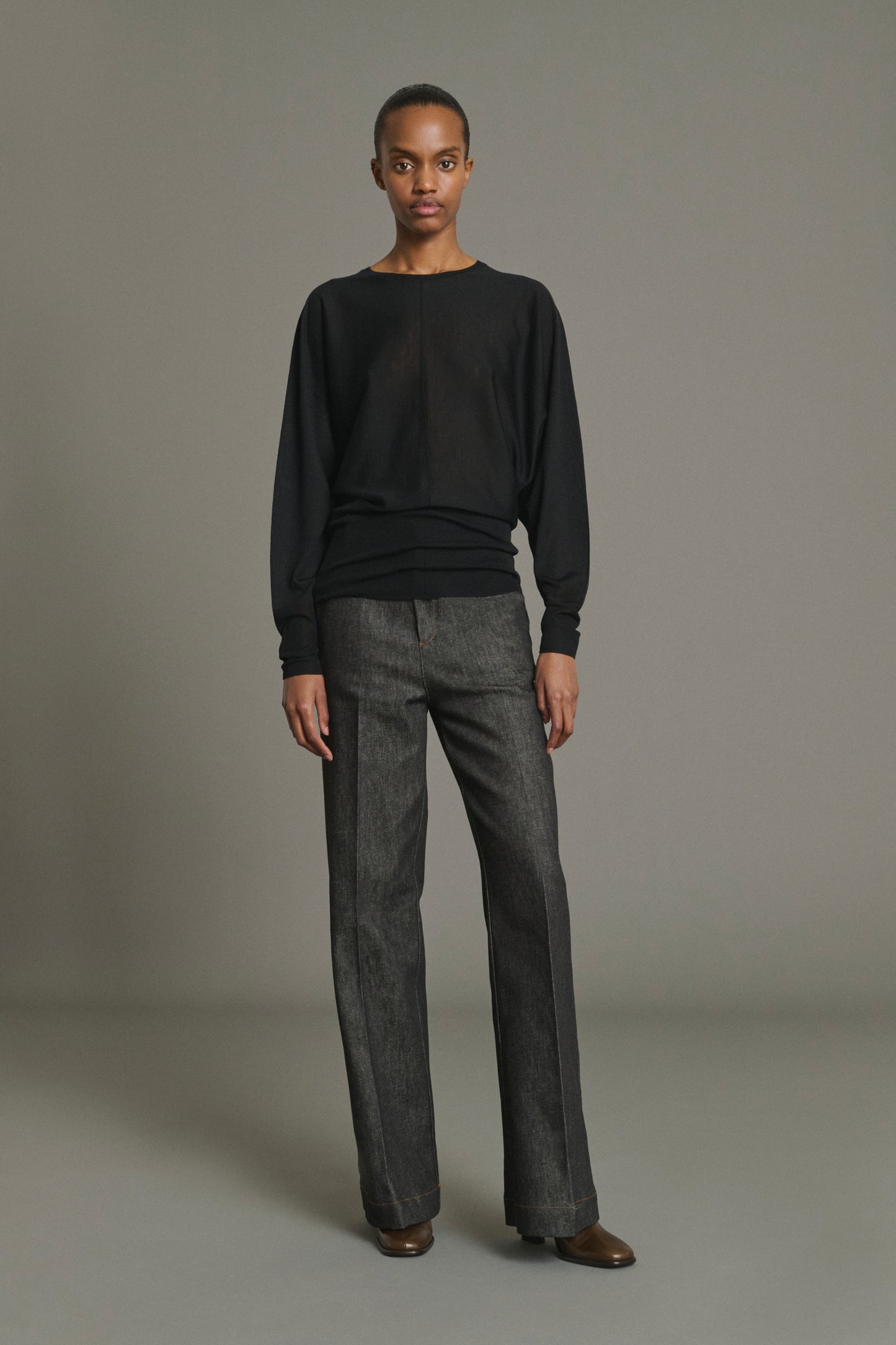 Jeans California - Denim Grezzo Nero Évasé Donna - Soeur