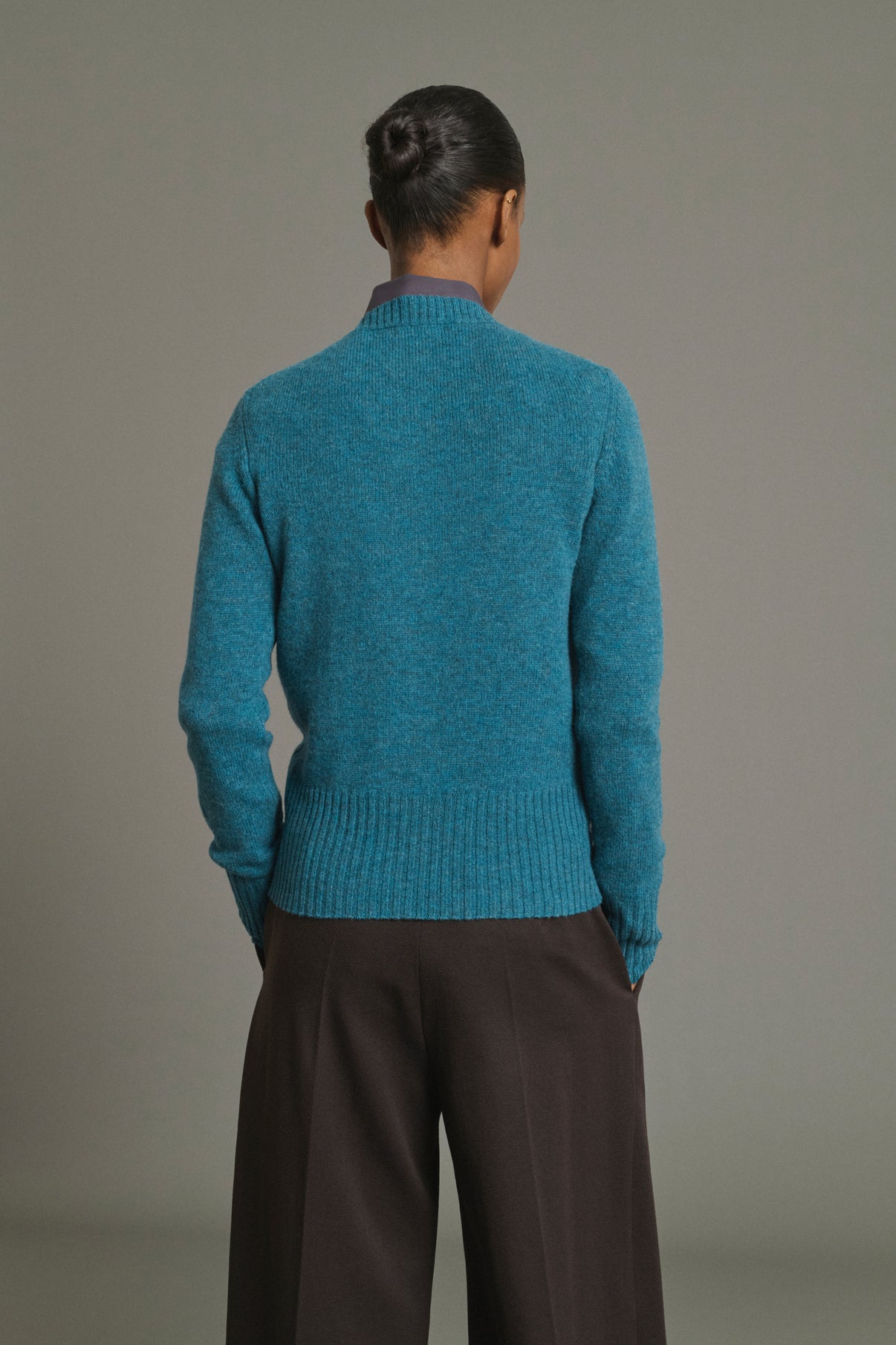 Cardigan Fugu - Blu Persiano - Lana Merino - Donna vue 4