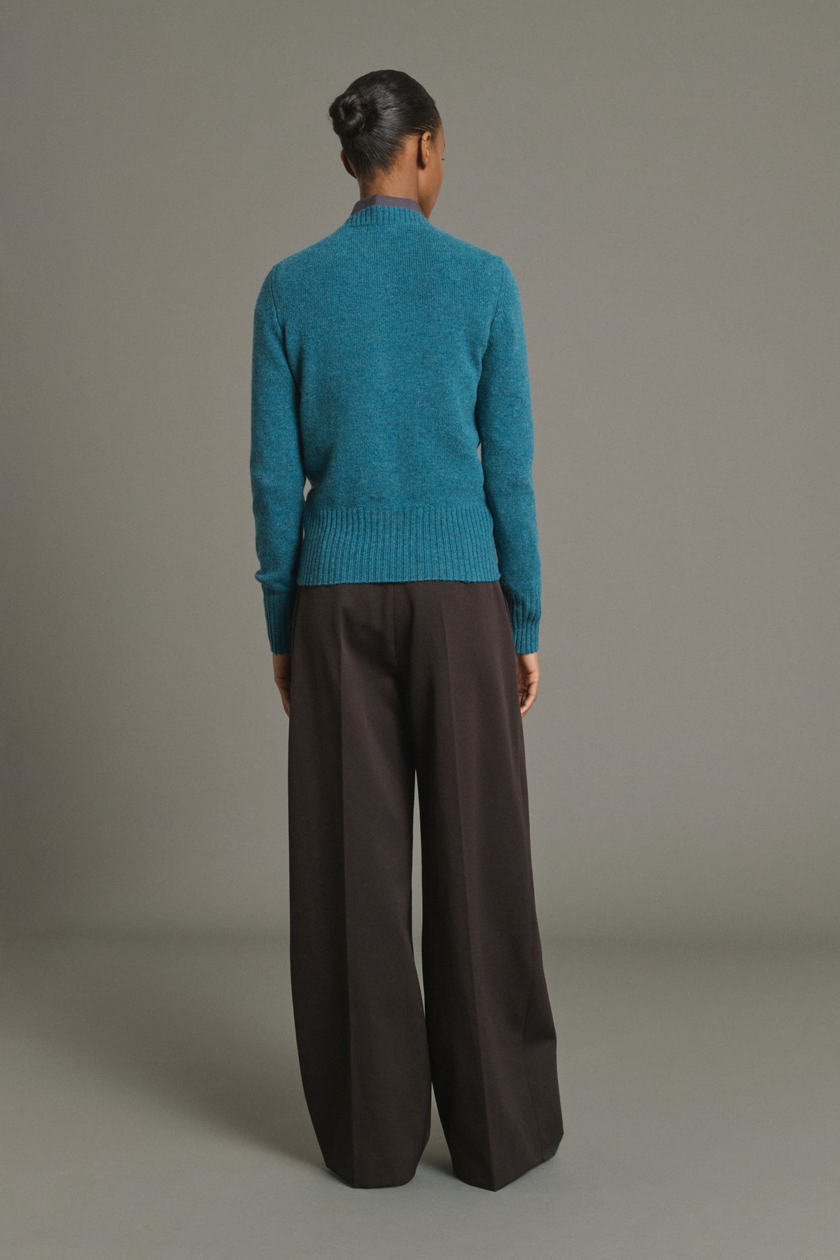 Cardigan Fugu - Blu Persiano - Lana Merino - Donna vue 2