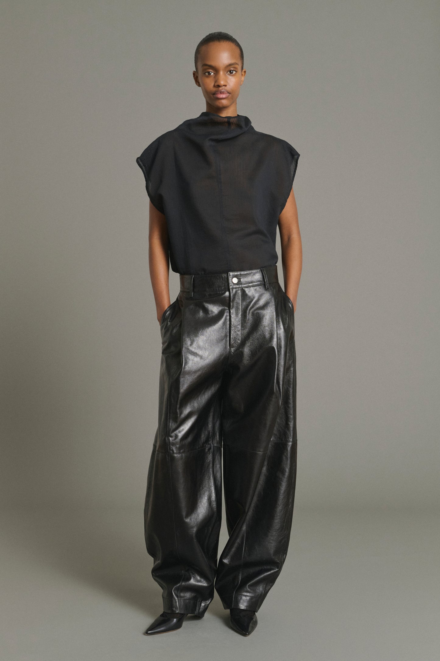 Pantaloni Julien - Nero - Pelle - Donna