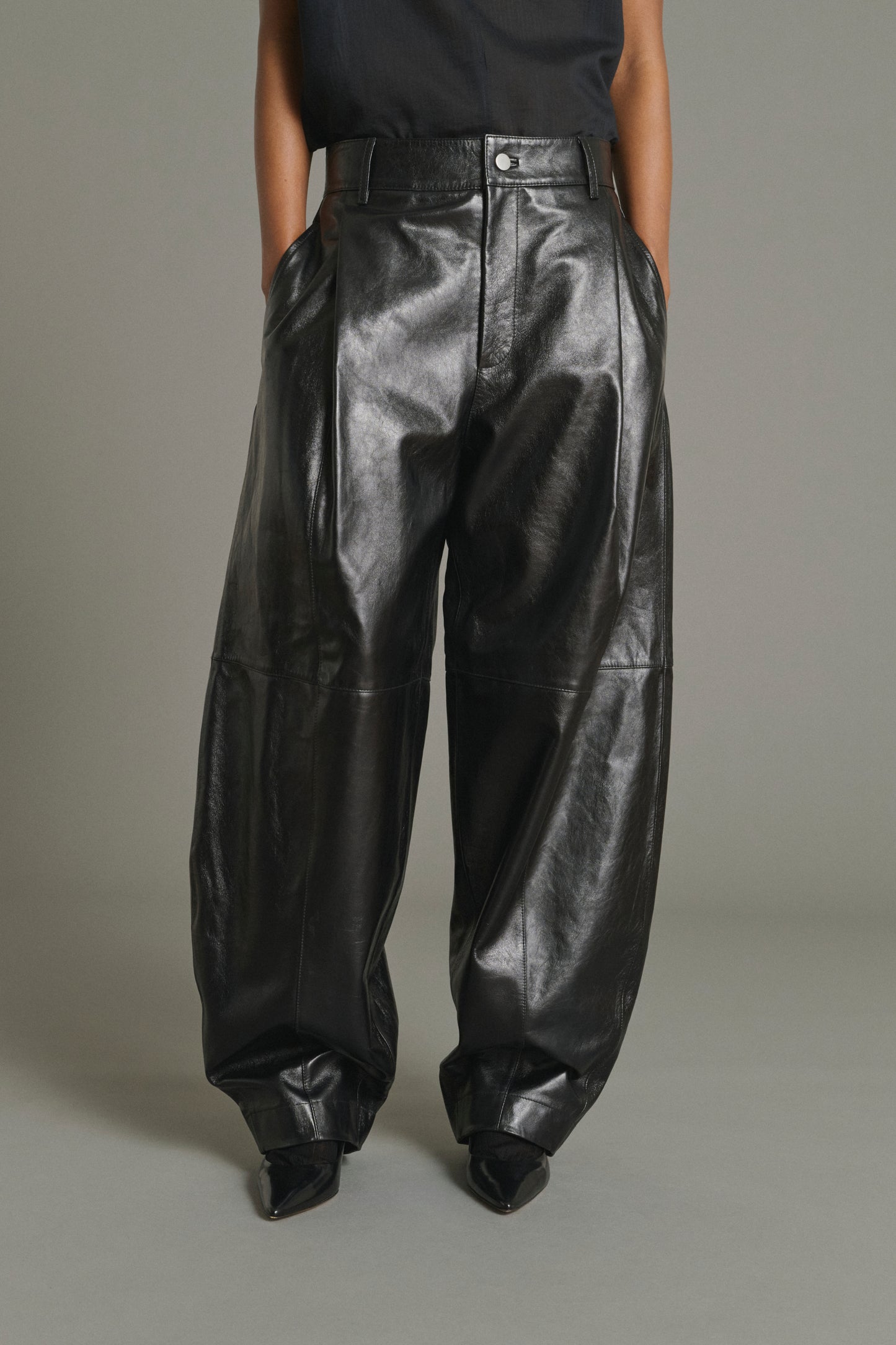 Pantaloni Julien - Nero - Pelle - Donna
