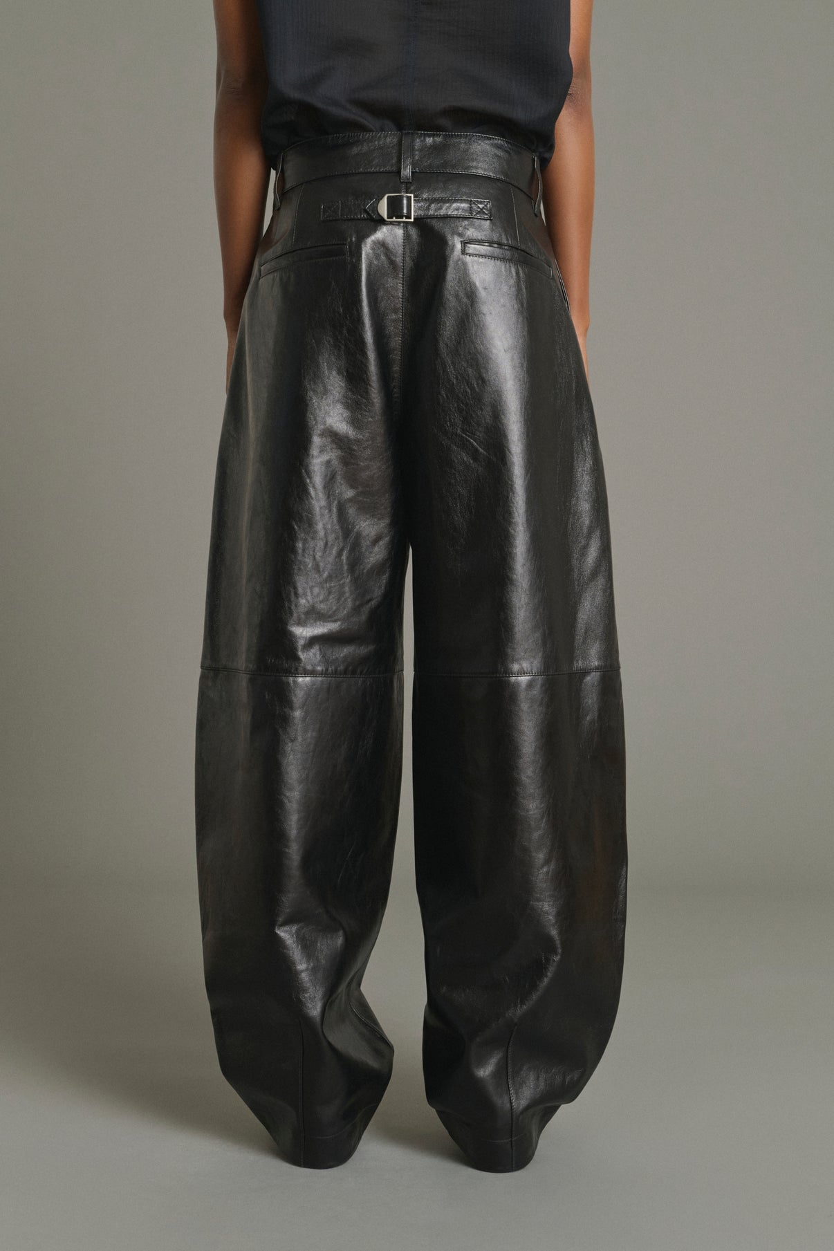 Pantaloni Julien - Nero - Pelle - Donna vue 4