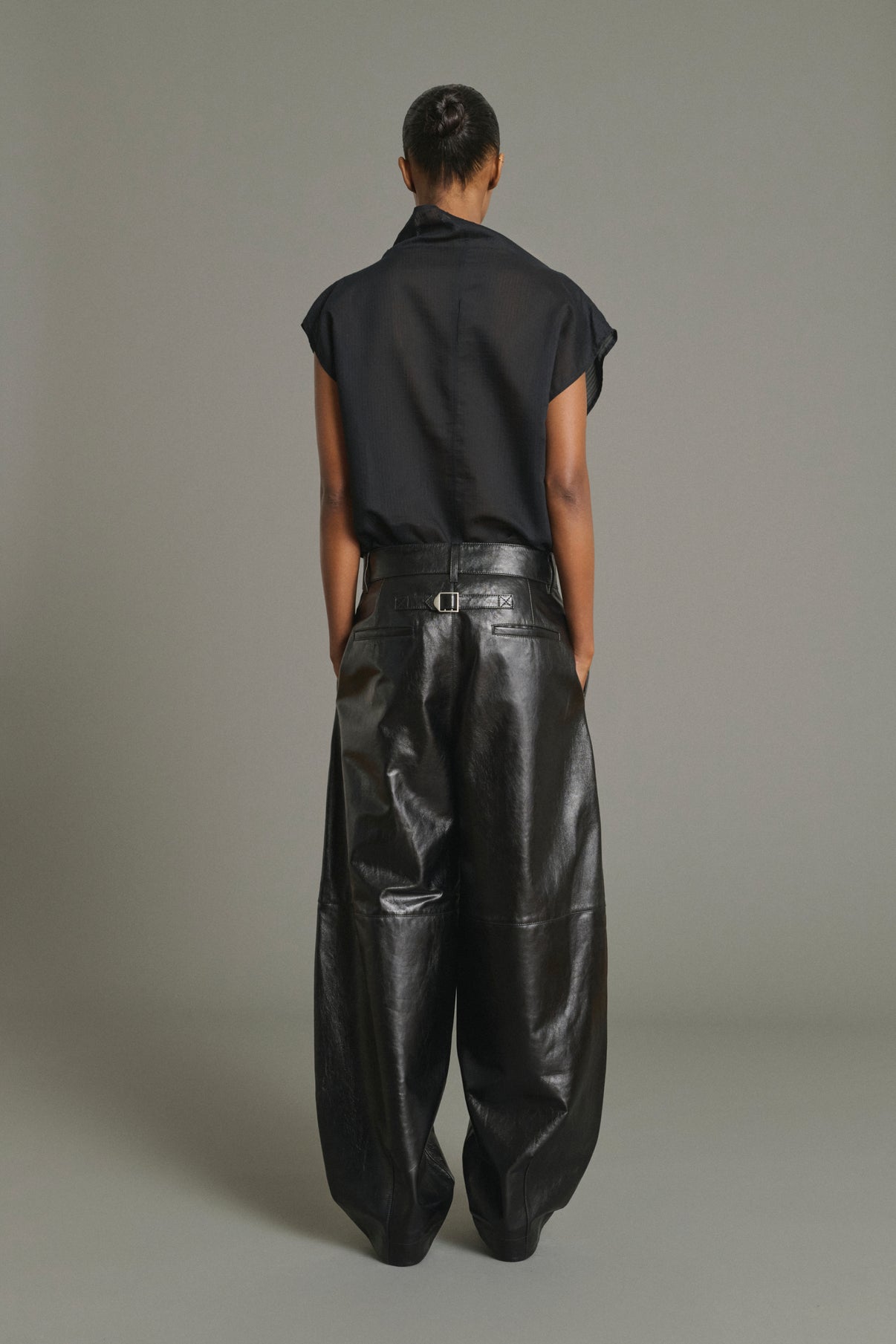 Pantaloni Julien - Nero - Pelle - Donna vue 2