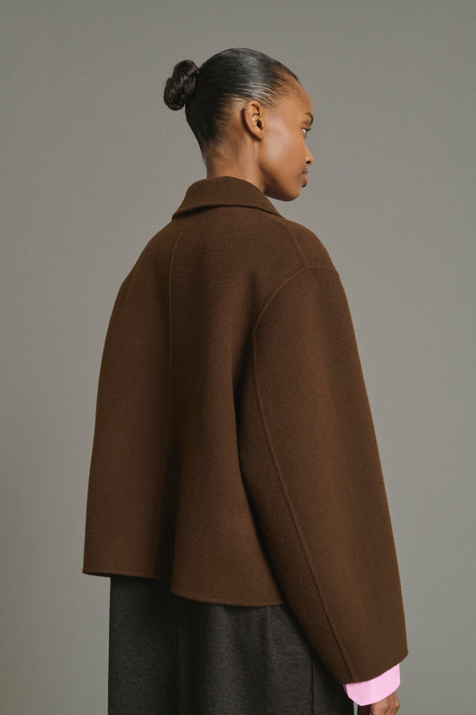 Cappotto Gyoda - Cioccolato - Lana - Donna
