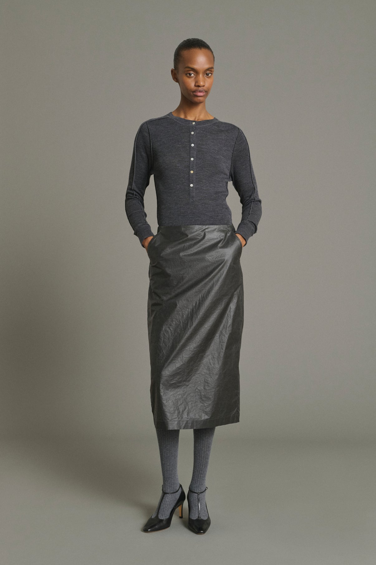 T-Shirt Laos - Anthracite Grey - Wool - Women vue 1