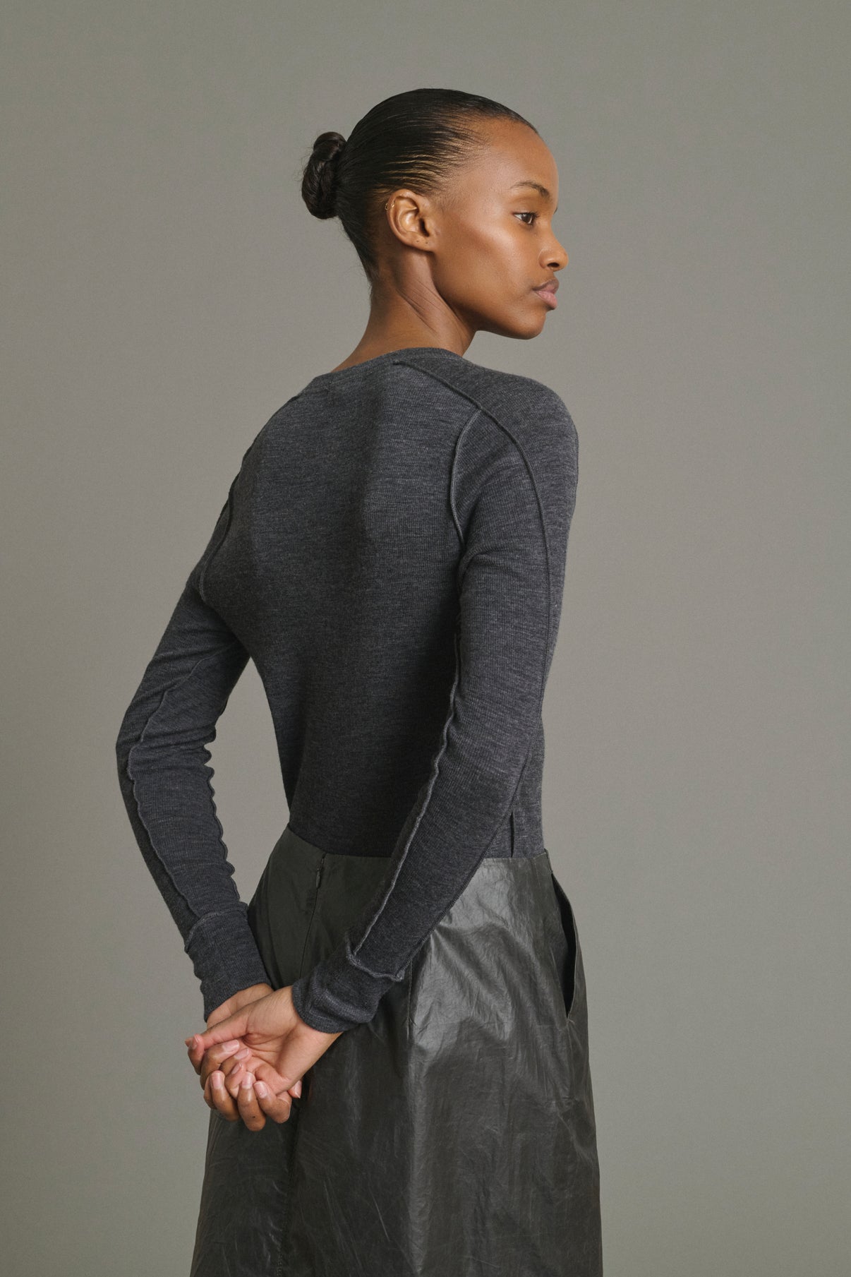 T-Shirt Laos - Anthracite Grey - Wool - Women vue 4